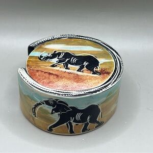 Carved Soapstone Drink Coasters African Safari Animals 6 Piece With Holder